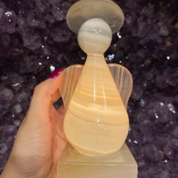 Amber Onyx Angel Lamp with Bulb and Cord, Crystal Lights, Kids Bedroom Decor - Picture 3 of 9